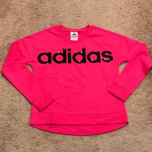 adidas Youth L/S French Terry Pullover. Magenta